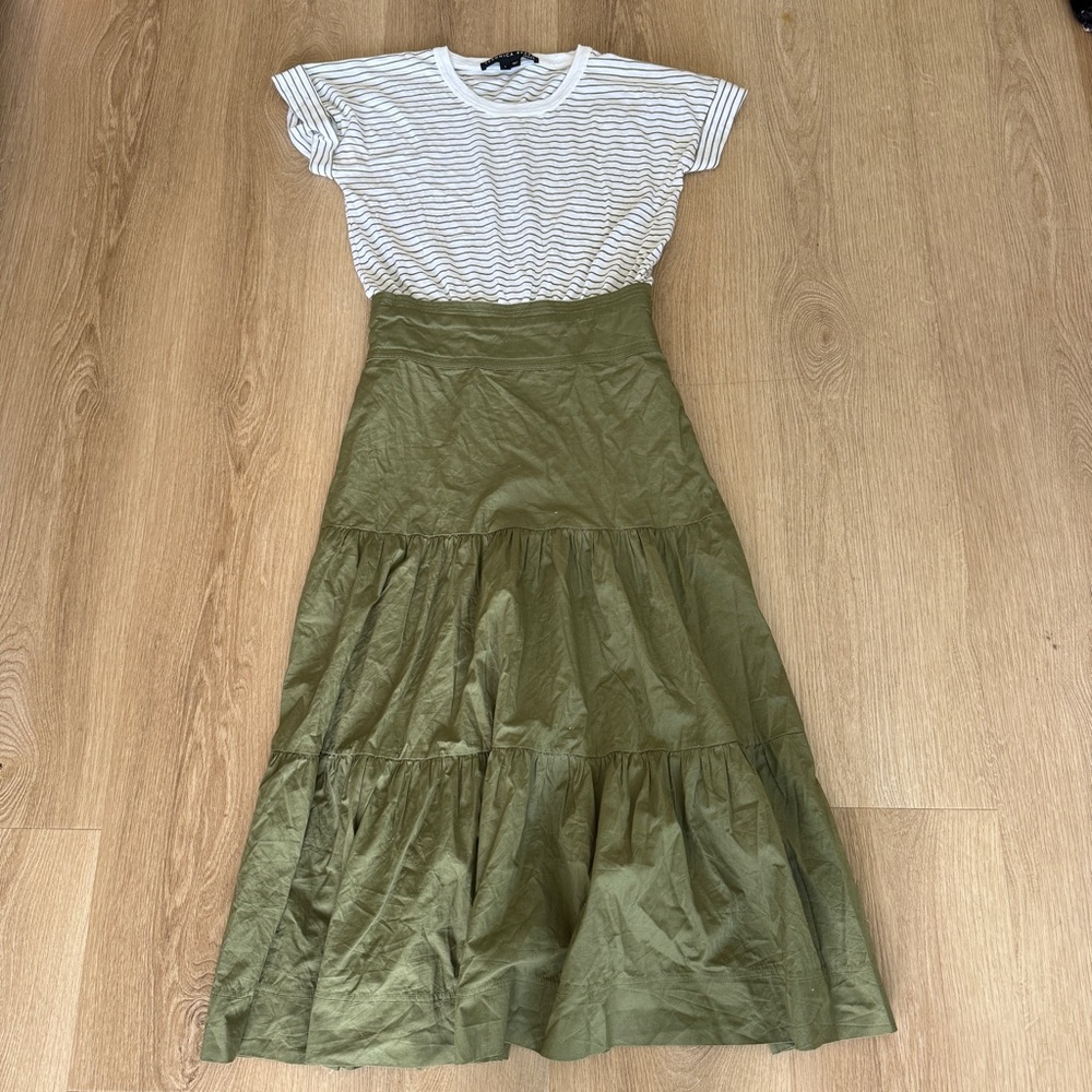 Veronica Beard Trail Mixed Media Dress in White Fern - Picture 3 of 10